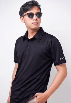 Third Day MTL29 Kaos Polo Casual Pria Katakana Arm Shirt Hitam