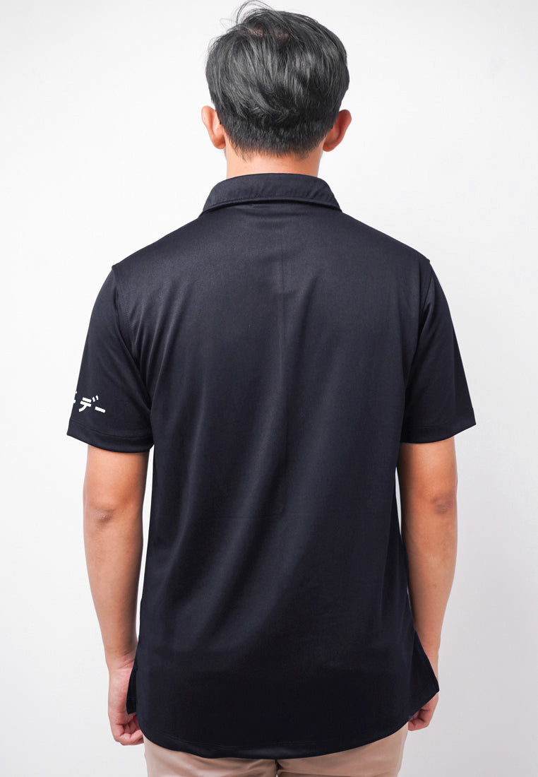 Third Day MTL29 Kaos Polo Casual Pria Katakana Arm Shirt Hitam