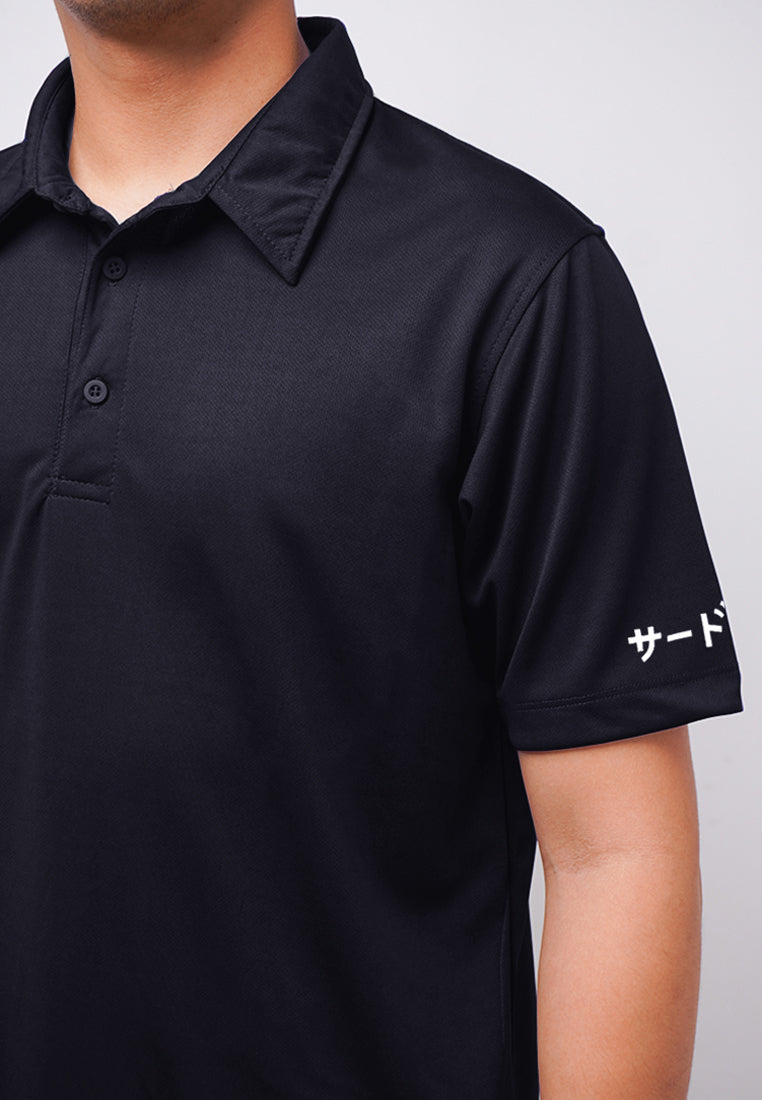 Third Day MTL29 Kaos Polo Casual Pria Katakana Arm Shirt Hitam