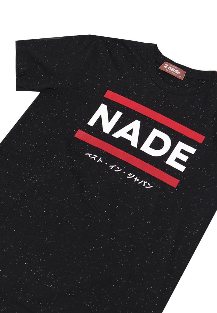 NT031W S/S Kaos Pria Men Nade 2Lines Red Blk Nap