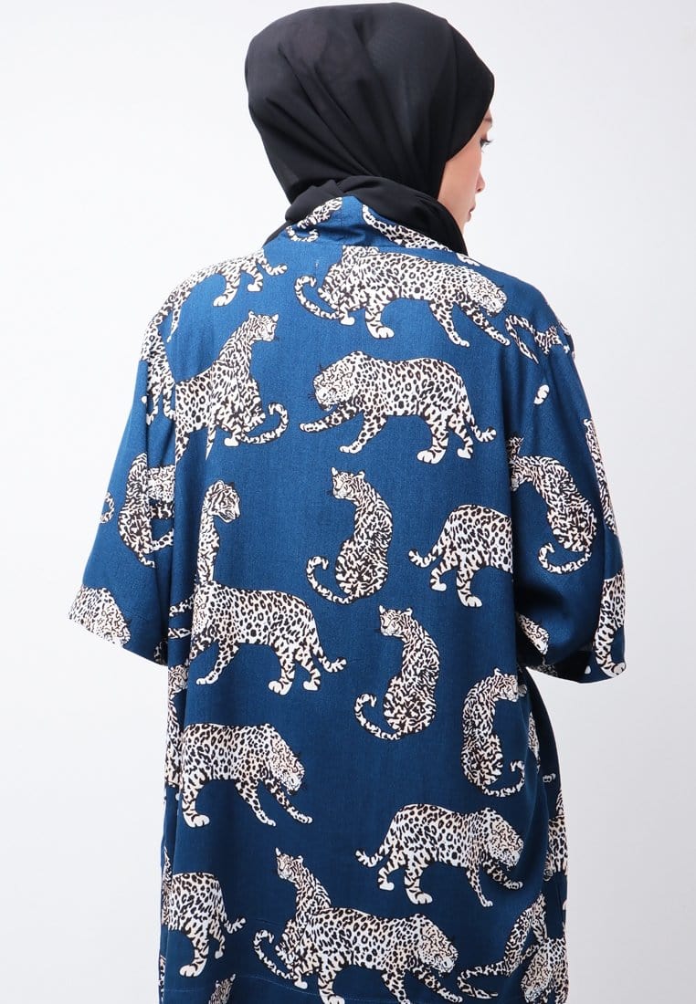 Nade Japan NTA74 KMN Kimono Unisex Leopard Navy