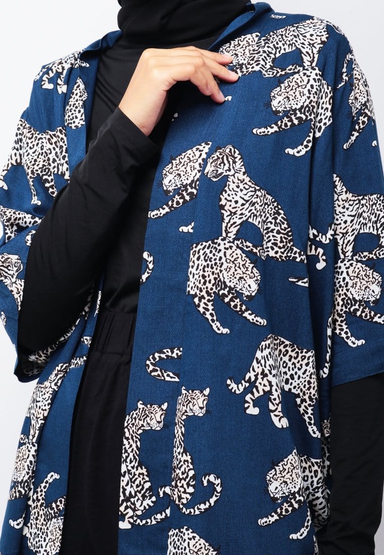 Nade Japan NTA74 KMN Kimono Unisex Leopard Navy