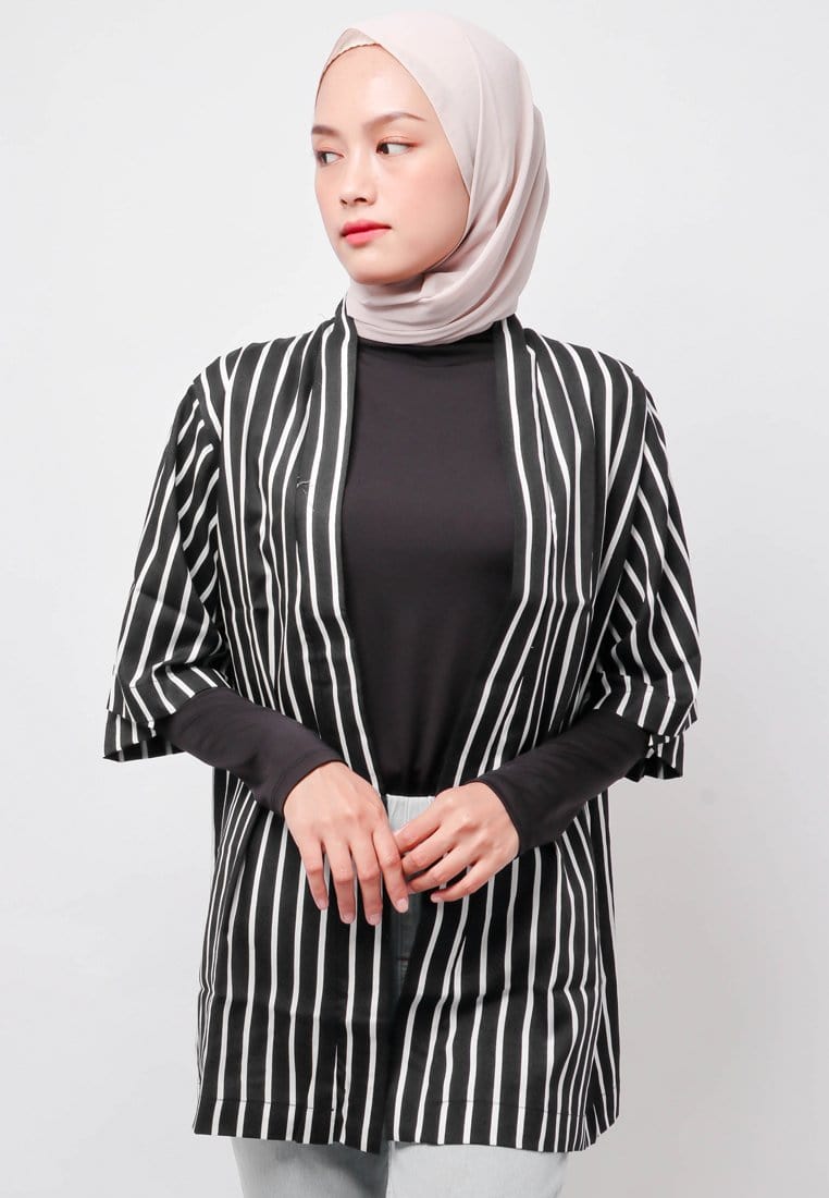 Nade Japan NTA94 KMN Kimono Outer Unisex Stripe Putih Hitam