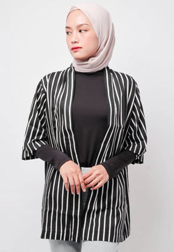 Nade Japan NTA94 KMN Kimono Outer Unisex Stripe Putih Hitam