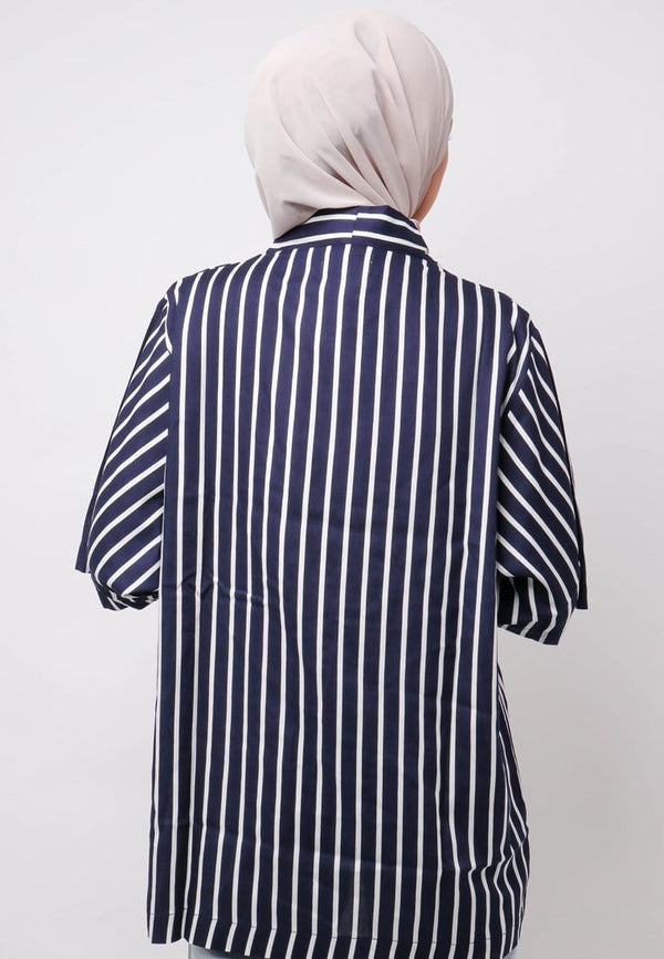 Nade NTA96 KMN Kimono Unisex Stripe Putih Navy