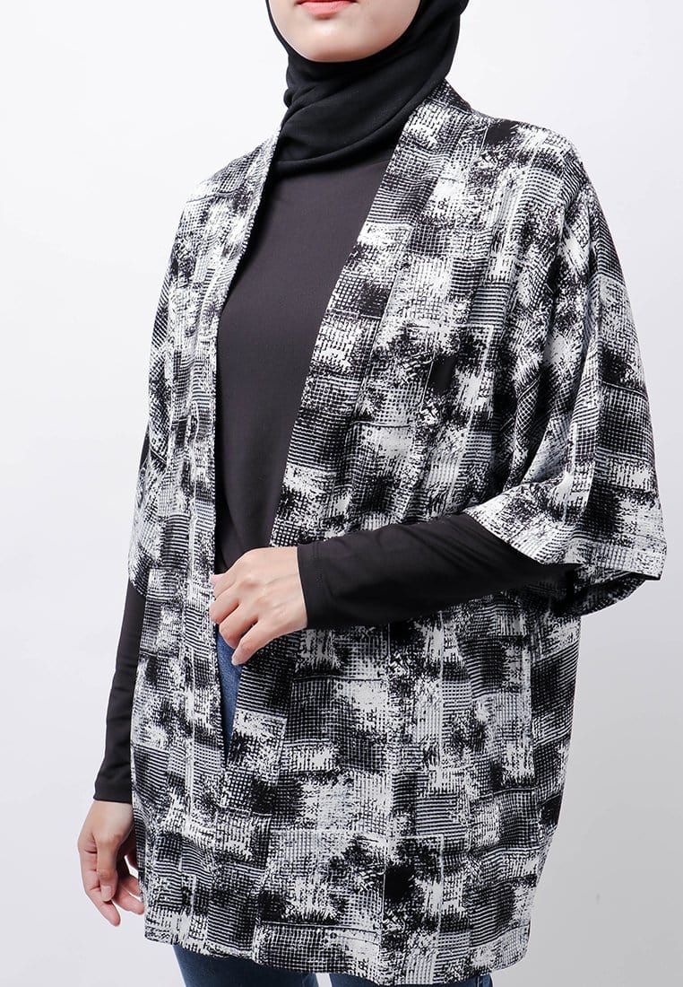 Nade Japan NTA98 KMN Kimono Outer Unisex Abstrak 1 Hitam