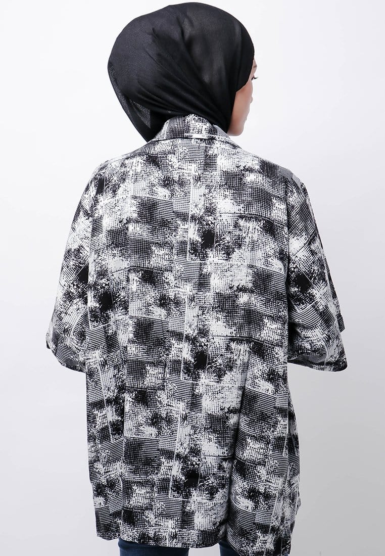 Nade Japan NTA98 KMN Kimono Outer Unisex Abstrak 1 Hitam