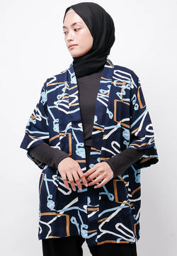 Nade Japan NTB09 KMN Kimono Outer Unisex Abstark 3 Navy