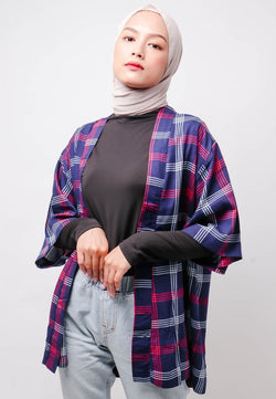 Nade NTB13 KMN Kimono Unisex Kotak Navy Pink