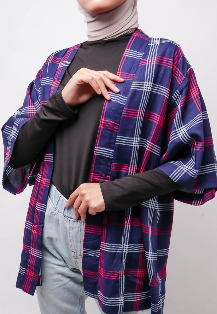 Nade NTB13 KMN Kimono Unisex Kotak Navy Pink