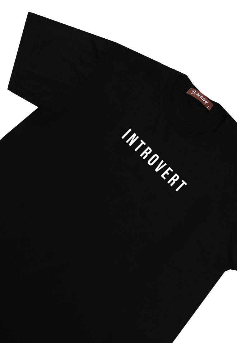 Nade NTB46 Kaos Pria Tangan Pendek Ringan Anti Kusut Introvert Hitam