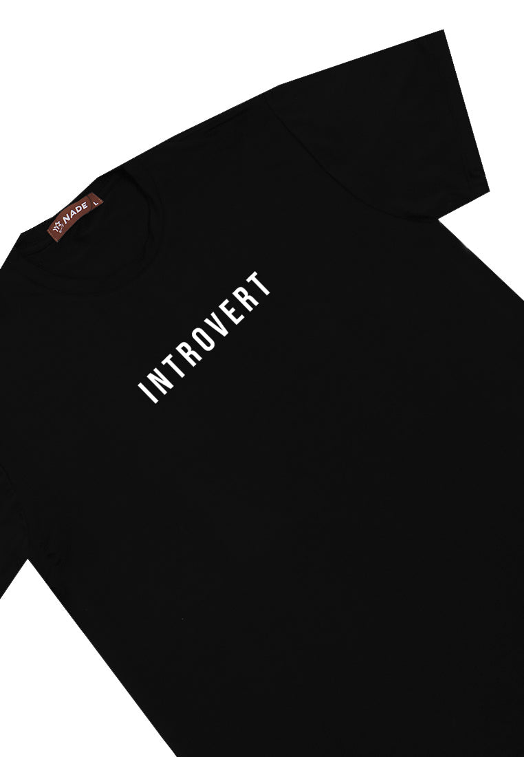 Nade NTB46 Kaos Pria Tangan Pendek Ringan Anti Kusut Introvert Hitam