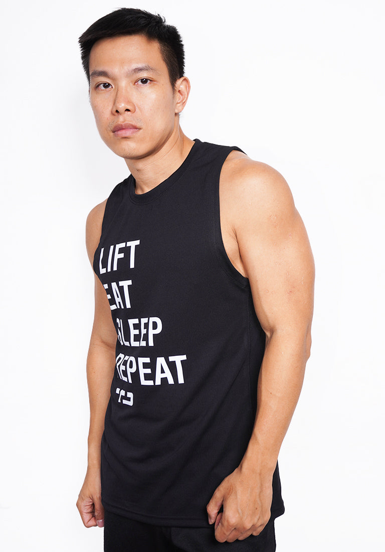 TD Active MS182 kaos gym tank top kutang singlet lift eat sleep repeat hitam