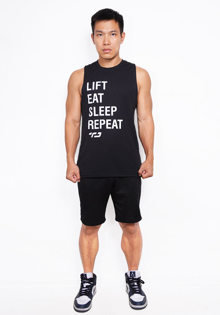 TD Active MS182 kaos gym tank top kutang singlet lift eat sleep repeat hitam