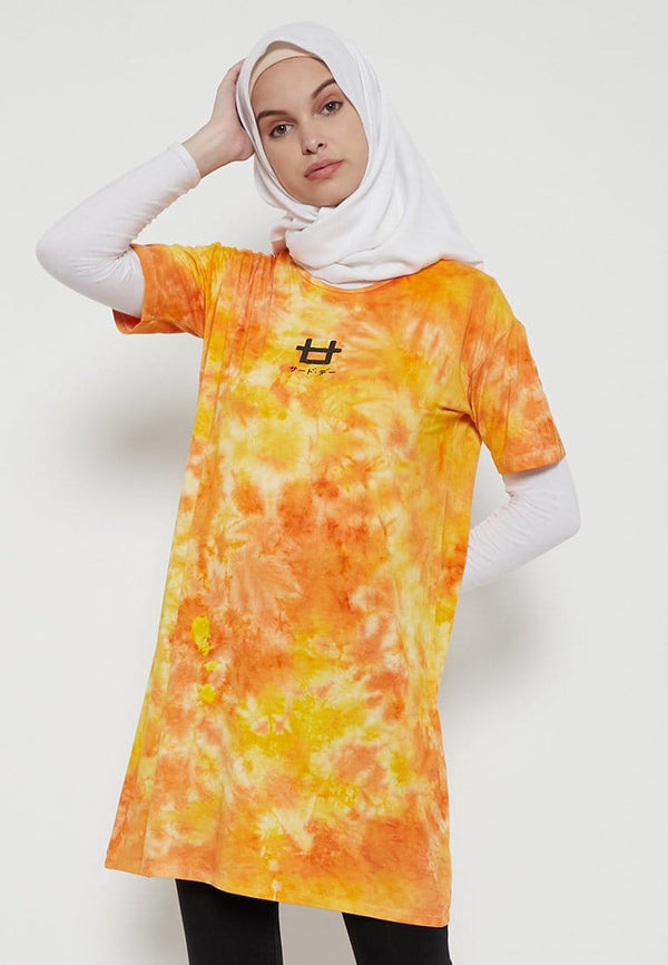 Third Day LTD28 Md Lds dress t-shirt loose tie dye yellow orange