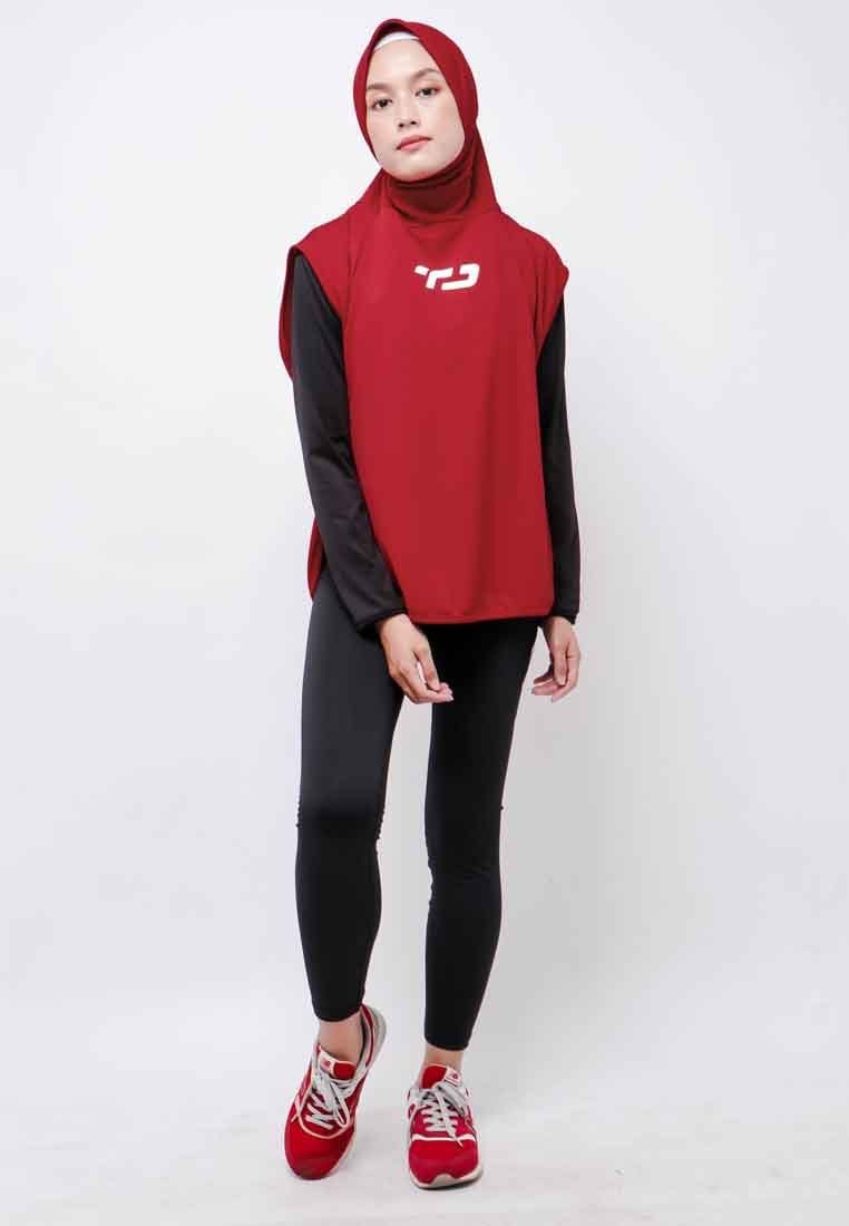 Td Active LH075 HBS Hijab Sport Outer Senam 2-In-1 Hoodie Maroon