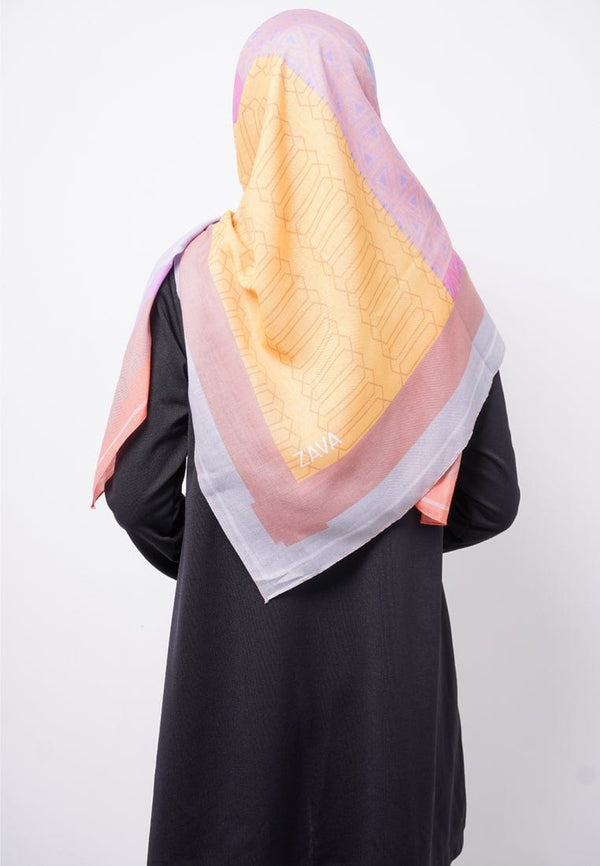 ZV007 Hijab Segiempat Zava Voal Yellow Brown Grey