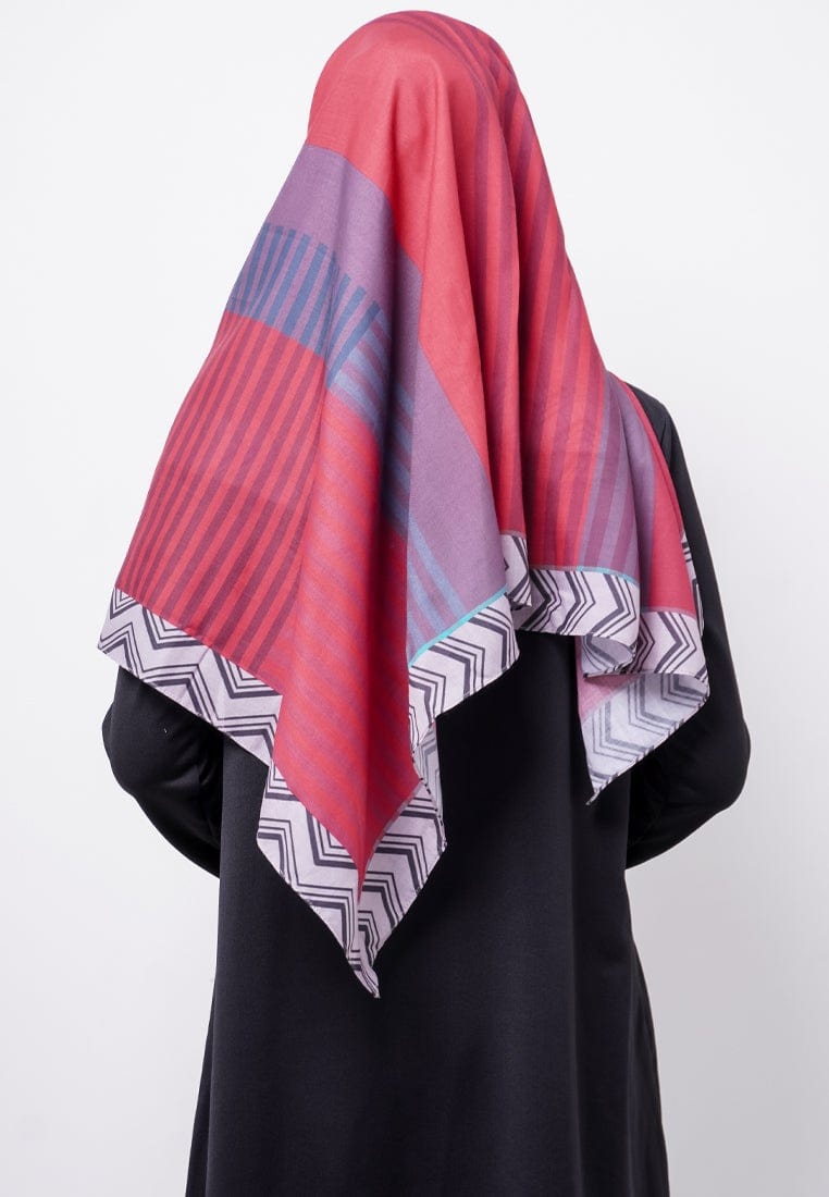 ZV009 Hijab Segiempat Zava Voal Red Brown Grey
