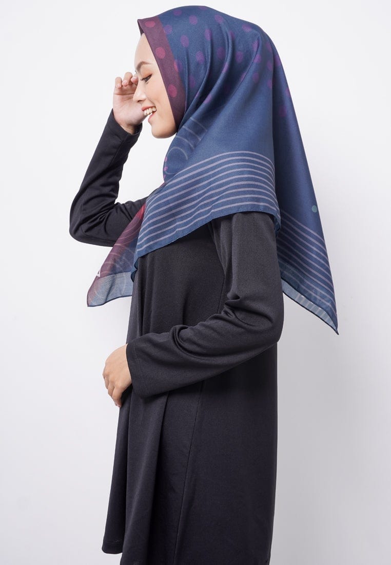 Zava ZV013 Hijab Segiempat Voal Polka dark tosca & brown