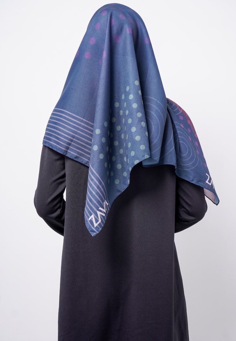 Zava ZV013 Hijab Segiempat Voal Polka dark tosca & brown