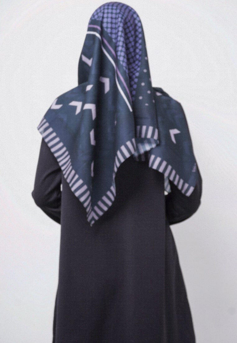Zava ZV014 Hijab Segiempat Voal Dark Green Purple Polkadot