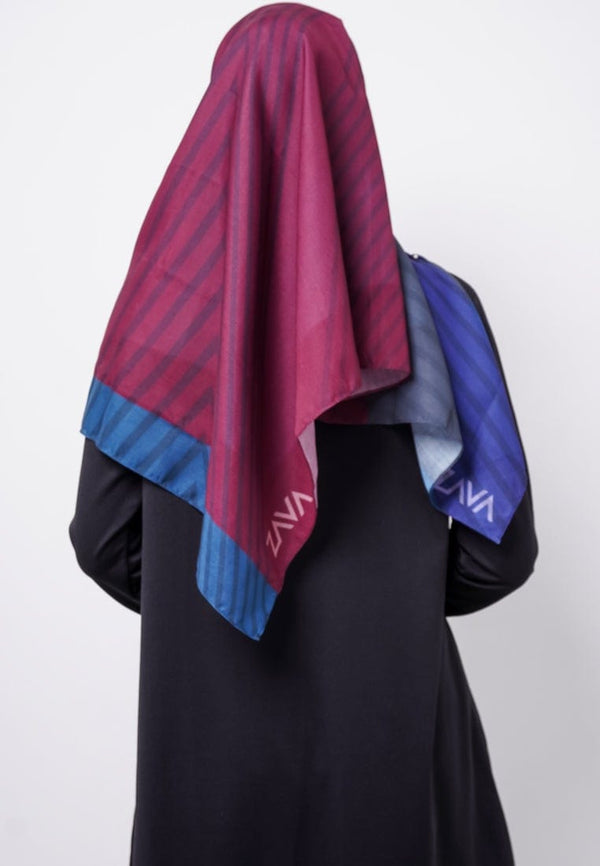 Zava ZV015 Hijab Segiempat Voal Dark Blue Maroon Orange