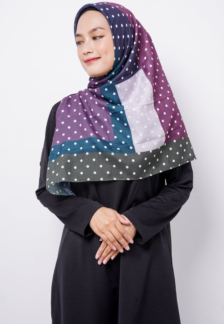 Zava ZV016 Hijab Segiempat Voal Blue green grey and purple