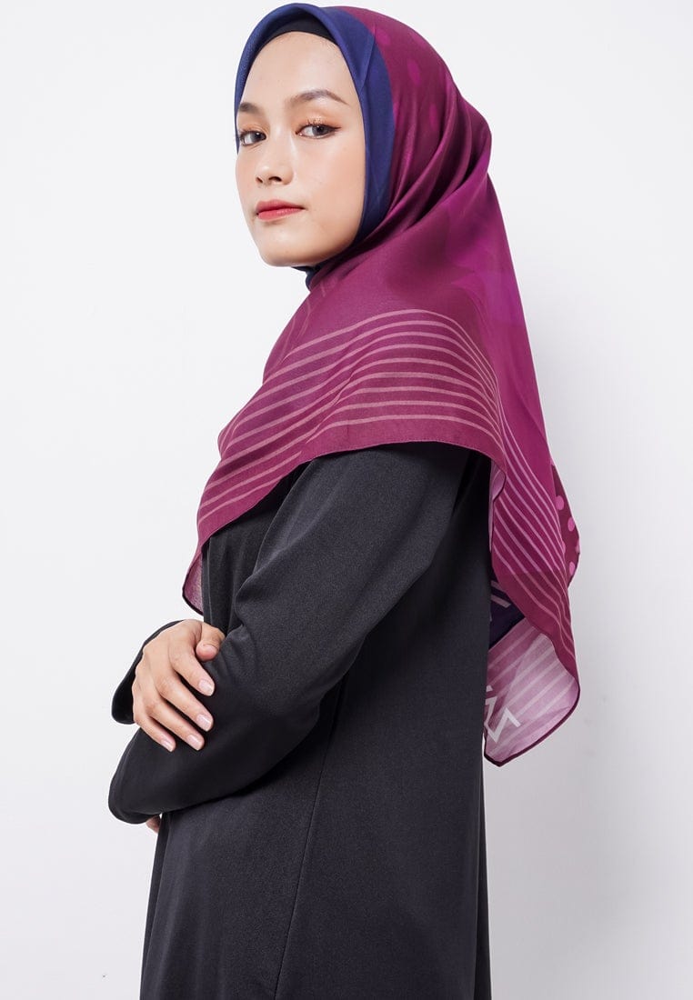 ZV019 Hijab Segiempat Zava Voal Polka Purple X Blue