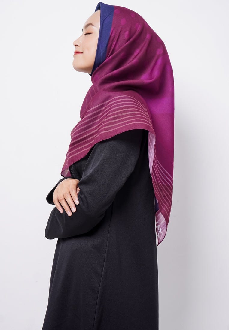 ZV019 Hijab Segiempat Zava Voal Polka Purple X Blue