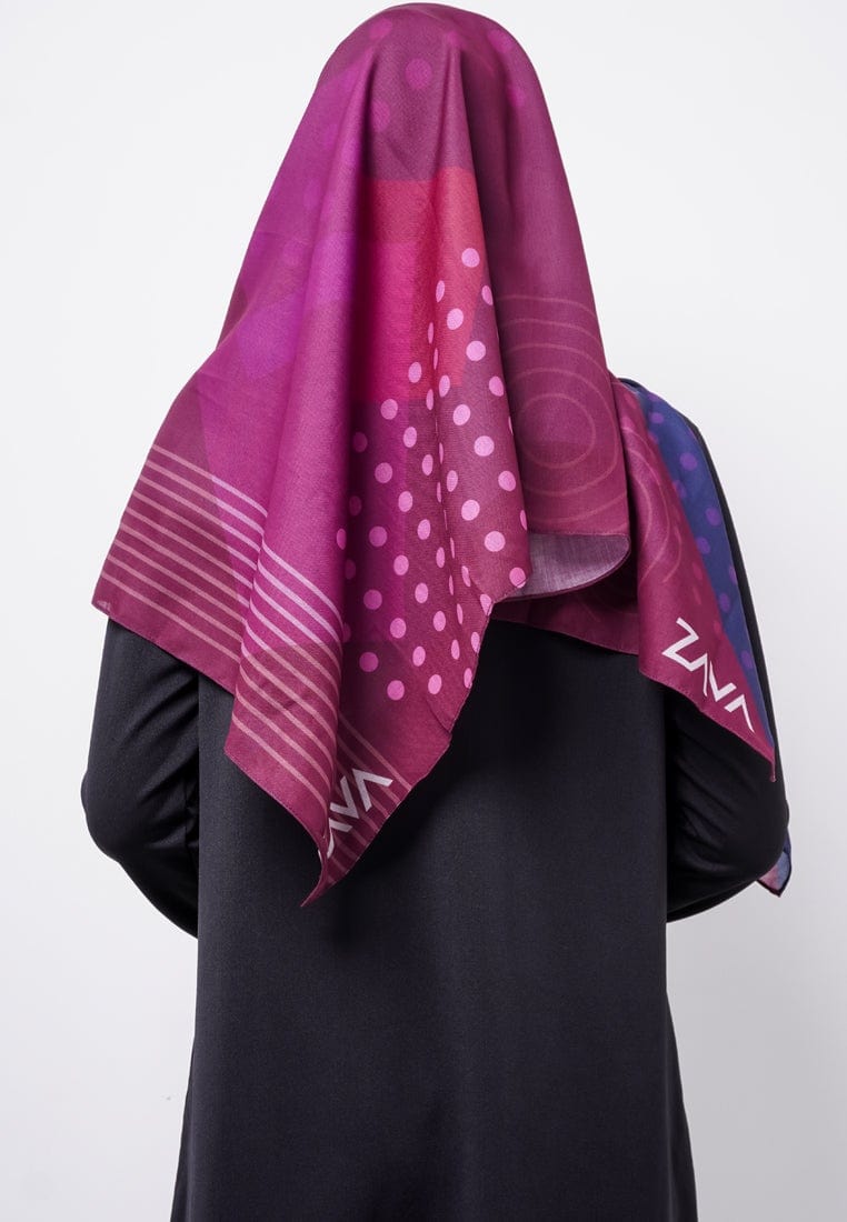 ZV019 Hijab Segiempat Zava Voal Polka Purple X Blue