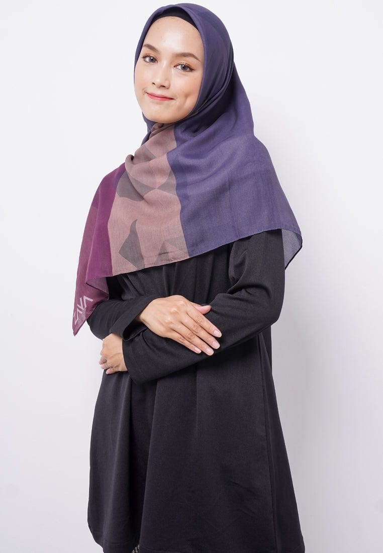 ZV026 Hijab Segiempat Zava Voal Dark Purple & Brown