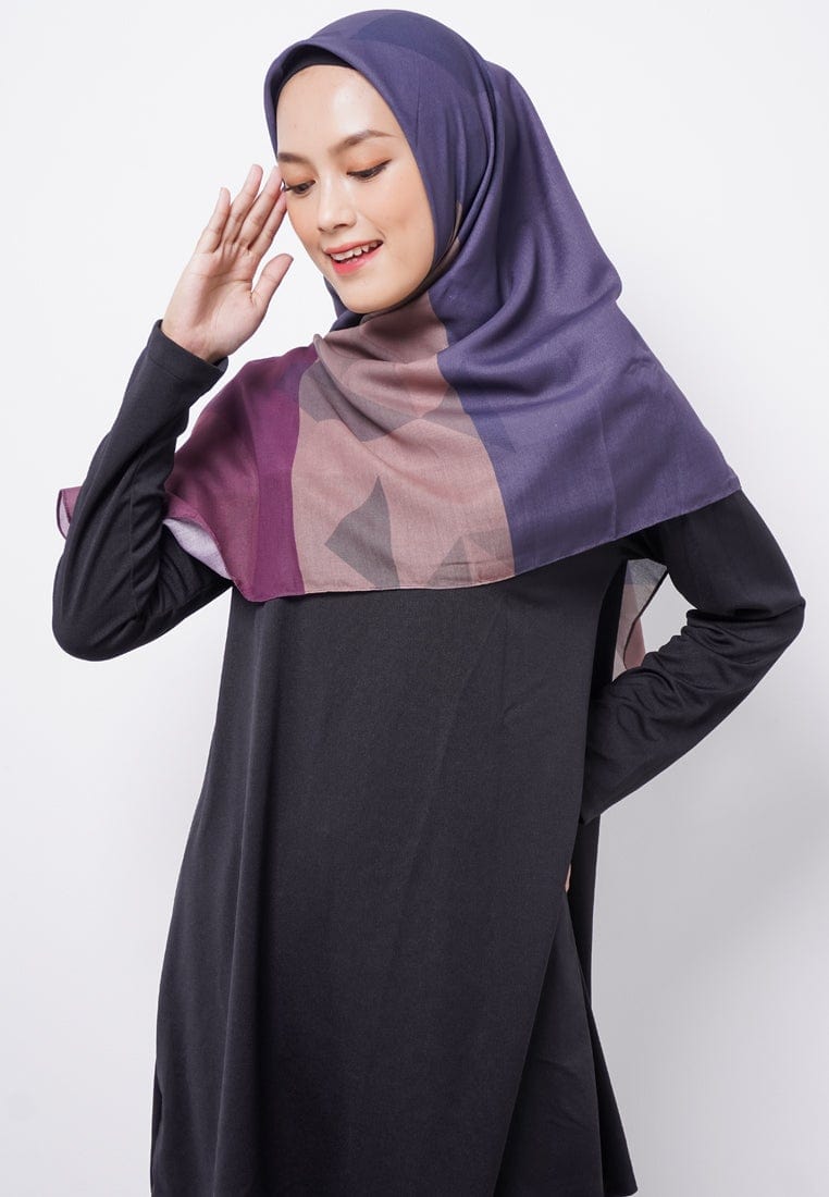 ZV026 Hijab Segiempat Zava Voal Dark Purple & Brown