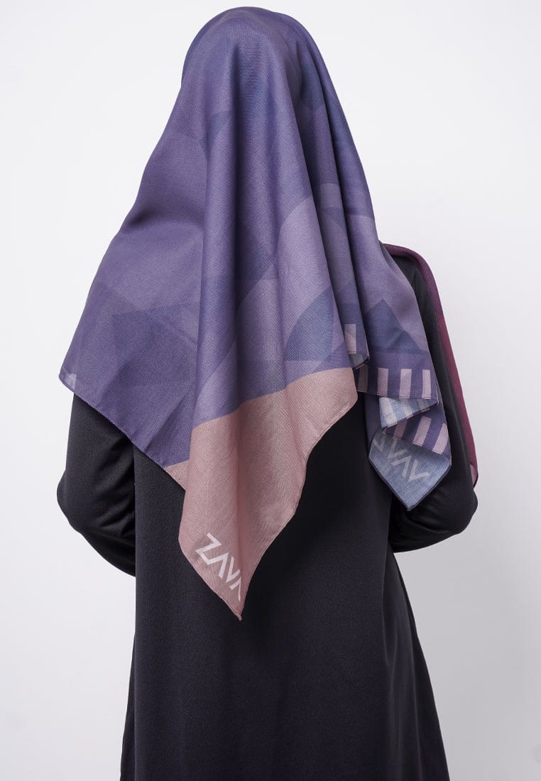 ZV026 Hijab Segiempat Zava Voal Dark Purple & Brown