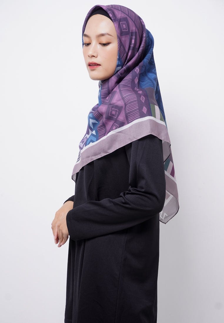 ZV028 Hijab Segiempat Zava Voal Tribal Purple