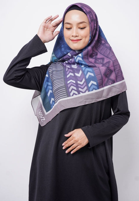 ZV028 Hijab Segiempat Zava Voal Tribal Purple