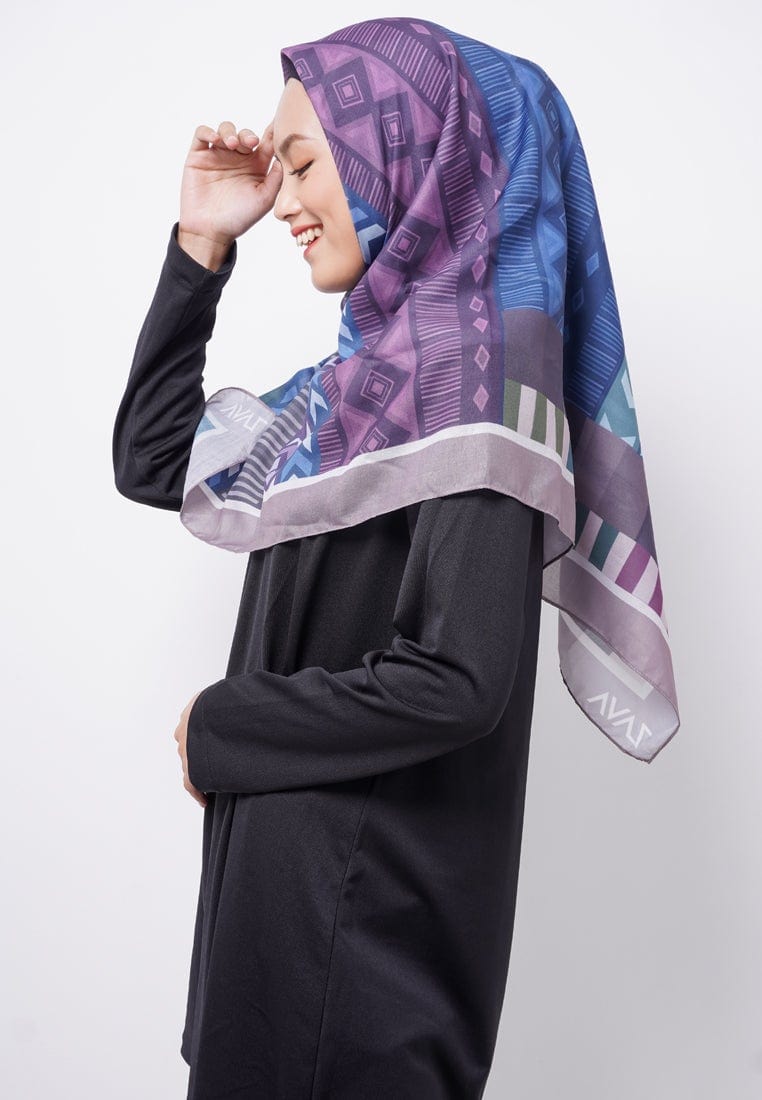 ZV028 Hijab Segiempat Zava Voal Tribal Purple