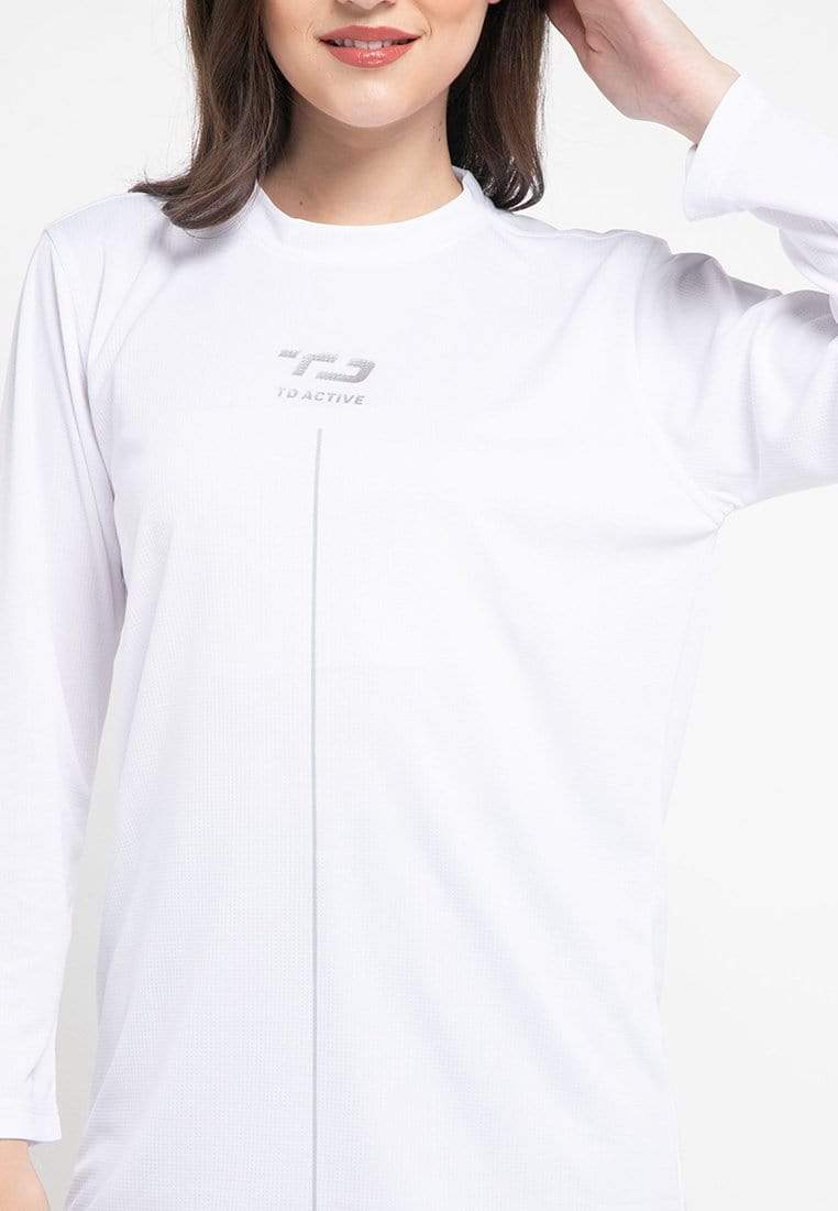 Td Active LS039 Sport Raglan Kaos Olahraga Wanita white