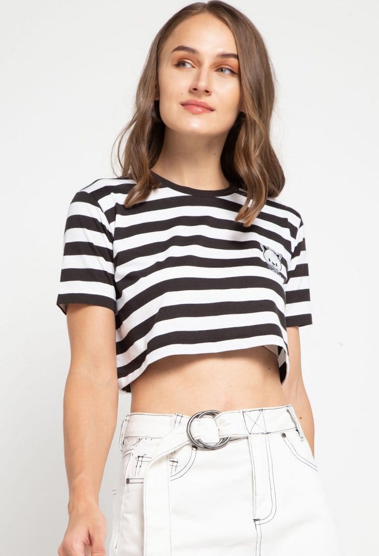 Td Friends LTD50 thirdday CL Crop Loose stripe black white tido dakir kaos casual wanita