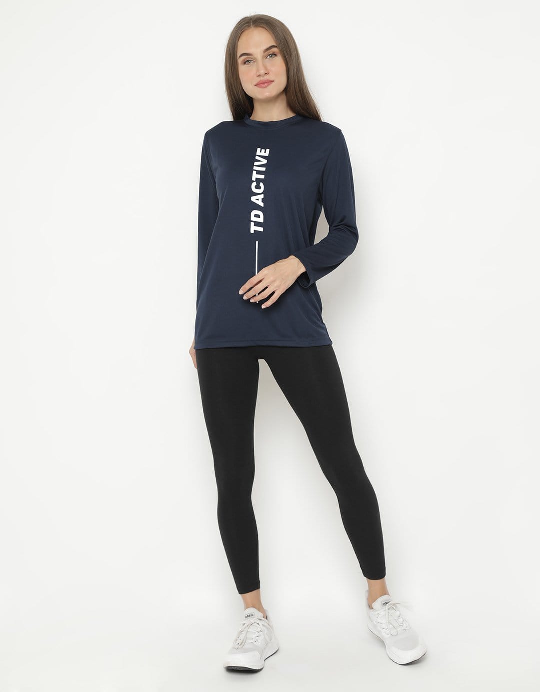 Td Active LS050 Sport ls raglan vert kaos olahraga wanita navy