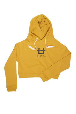 LMP024 Pbch crop hoodie logo mustard