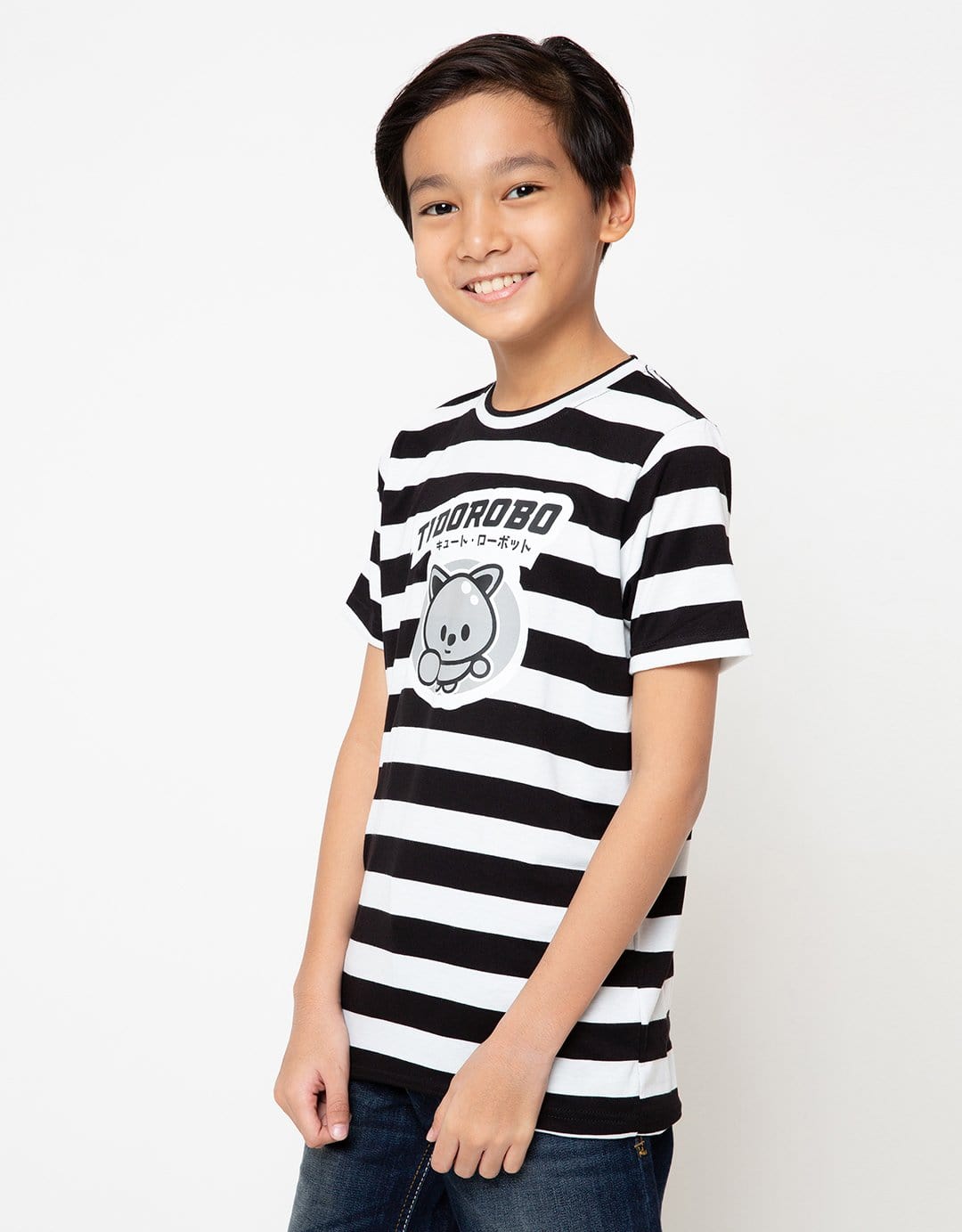 Td Kids BT153 kaos anak tido flying stripe hitam putih