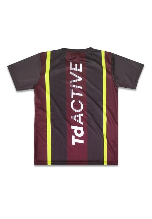 Td Active MS085 maroon gold lines running jersey