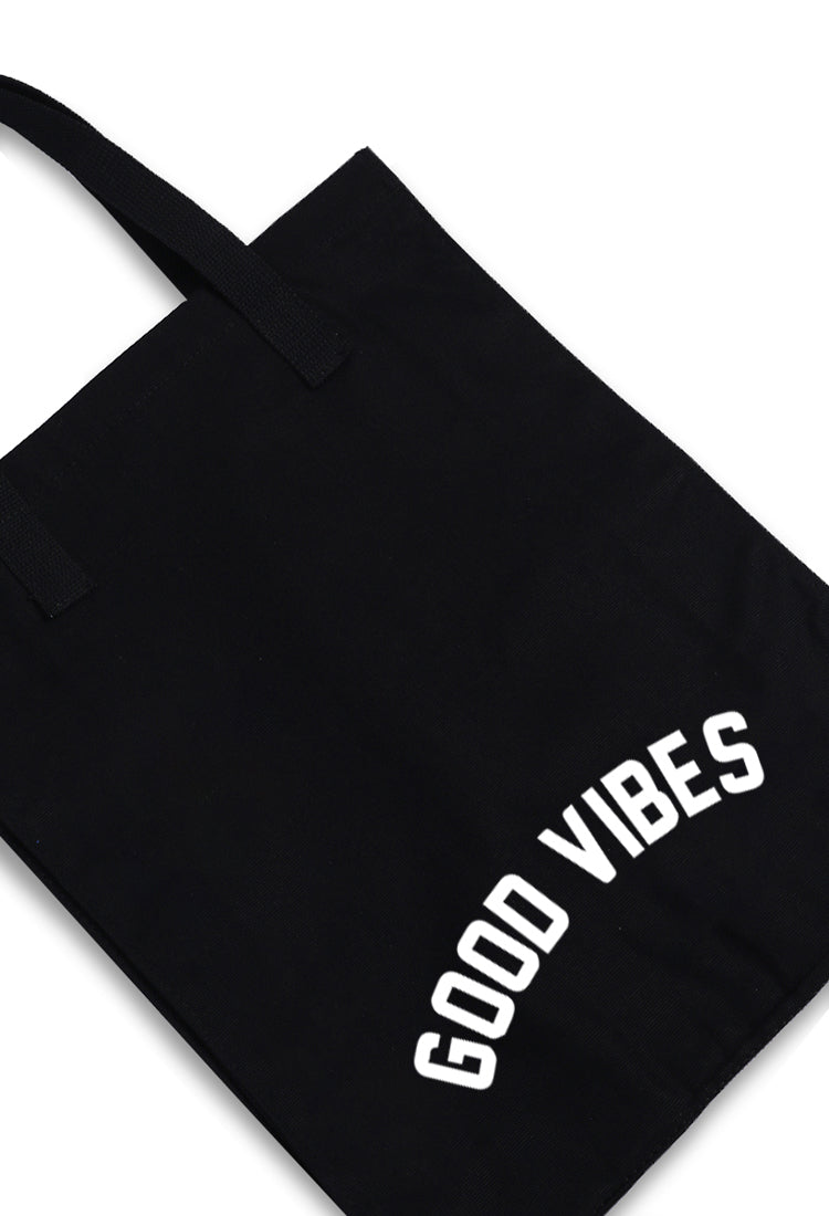 AMC94 totebag aesthetic kanvas pria wanita hitam black "good vibes"