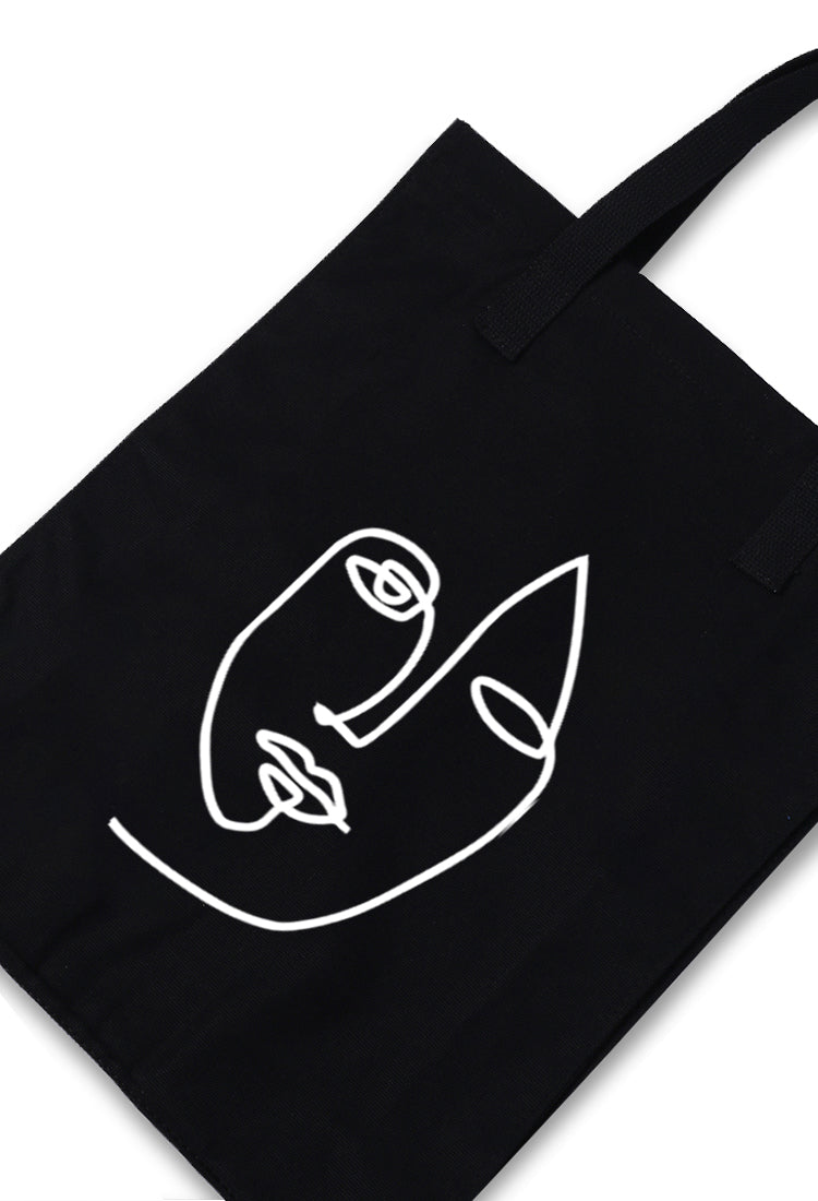 AMC77 totebag aesthetic kanvas pria wanita hitam black "art face"