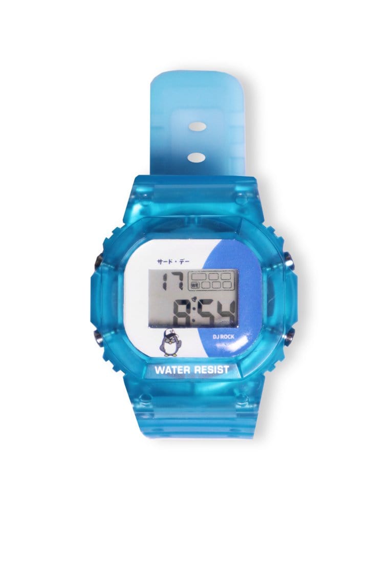 Td Friends AMB76 Jam Tangan Digital Blue White Dj Rock Katakana