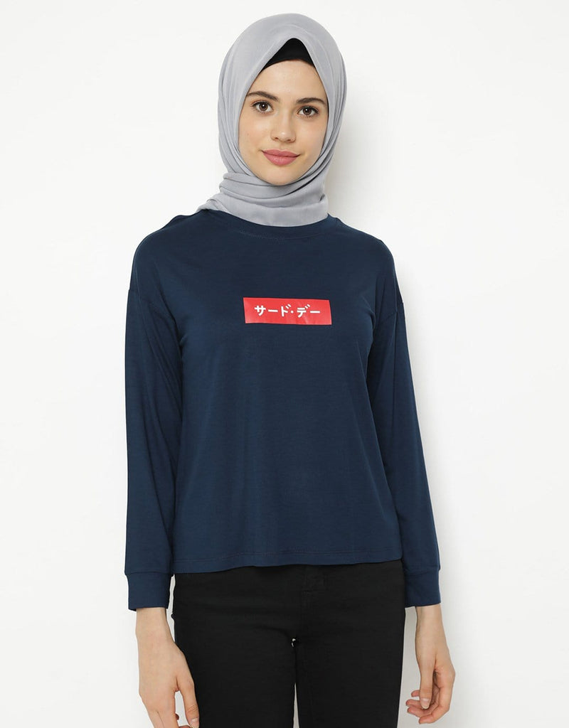 Third Day LTC65 lv katakana red navy kaos hijab ladies