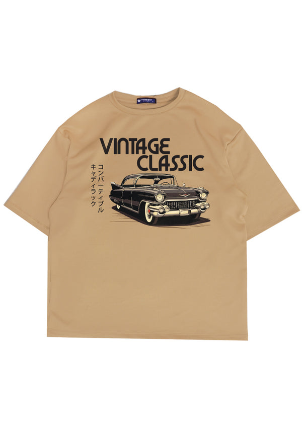 MTP87 kaos oversize retro vintage jadul bahan tebal scuba "vintage classic cadillac" khaki