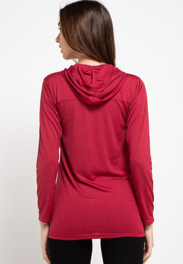 Td Active LS019 Sport LS Long Sleeve Hoodie Wanita Maroon