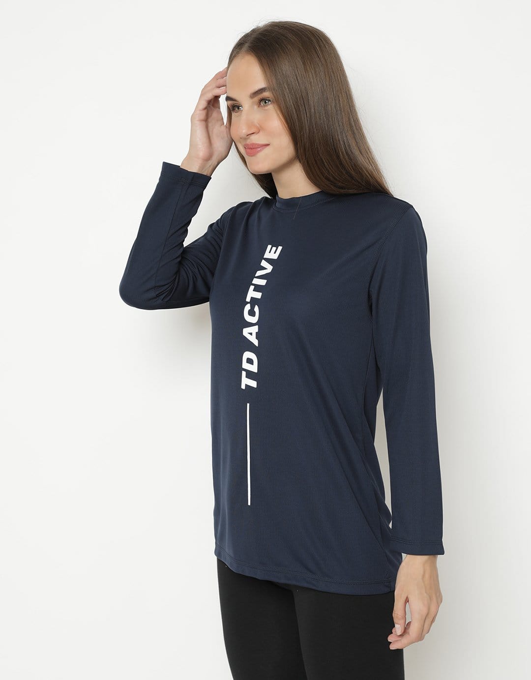 Td Active LS050 Sport ls raglan vert kaos olahraga wanita navy