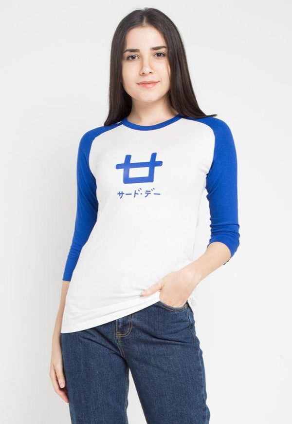 Third Day LT868Q 3/4 Lds Raglan Logo wh-blue